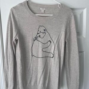 Women’s J. Crew Light Gray Bear Embrace Sweater Size Medium